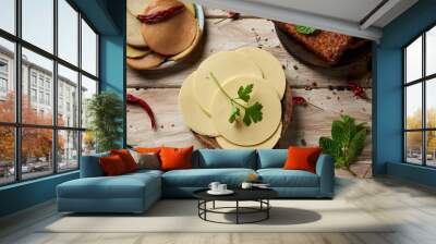 vegan cheese, tofu cold cuts and tofu fillets Wall mural