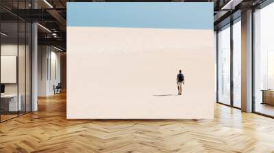 young backpacker man walking by the desert Wall mural