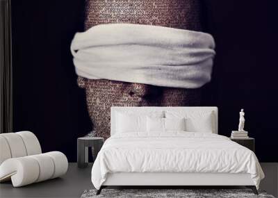 young man with a blindfold in his eyes Wall mural