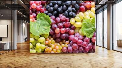  mix of colorful grape as background, top view Wall mural