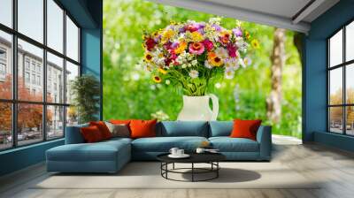 bouquet of summer flowers in a jar Wall mural