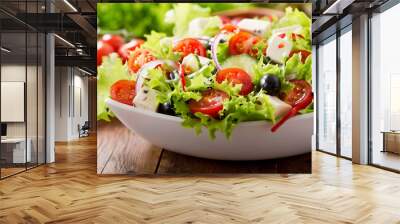 bowl of fresh salad with vegetables and greens Wall mural