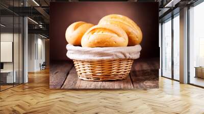 bread in wicker basket Wall mural