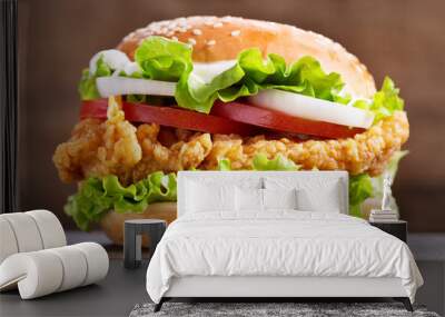 chicken burger with vegetables Wall mural