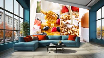 collage of healthy breakfast Wall mural