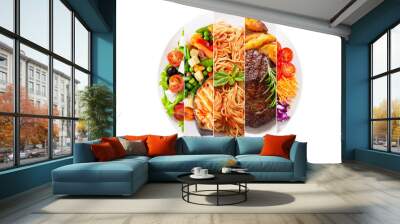 food collage of various meals in a plate Wall mural