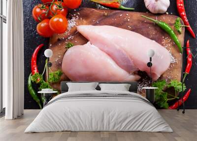 fresh chicken fillet with vegetables Wall mural