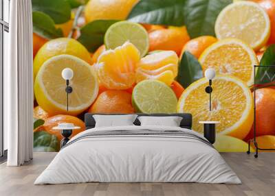 Fresh citrus fruits as background Wall mural