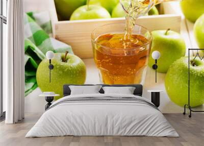 glass of apple juice with fresh fruits Wall mural