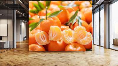 mandarin oranges fruit or tangerines as background Wall mural