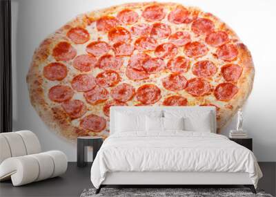 Pizza pepperoni isolated on white background Wall mural