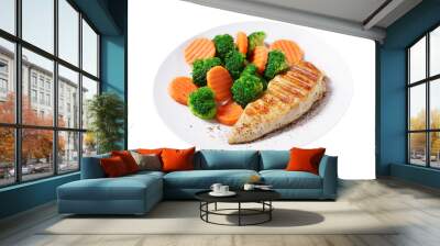 plate of grilled chicken and vegetables isolated on transparent background Wall mural