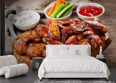 plate of grilled chicken wings Wall mural