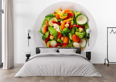 plate of stir fry vegetables isolated on a white background Wall mural