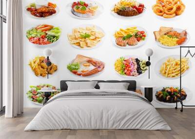 set of various plates of food Wall mural