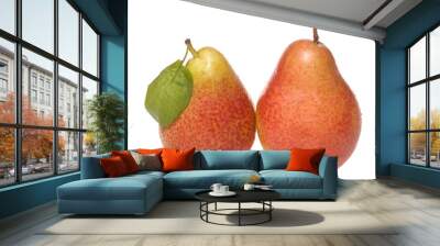 two pears isolated on white Wall mural