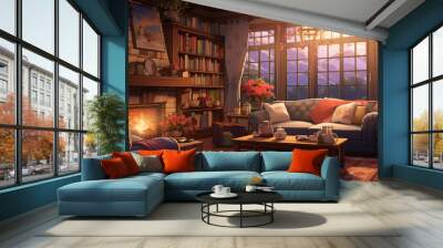 Cozy Living room in the anime style. Wall mural