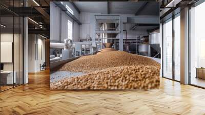 Factory of dog and cat feed dry food production pelleted animal feed, Pet food industry Wall mural