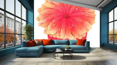 Illustration of a red-yellow striped sea anemone Wall mural