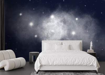 Navy blue background image with stars in the sky. Background for presentation, brochure, booklet, poster. Wall mural