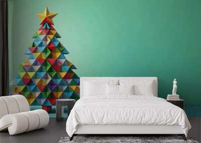 Abstract Christmas tree made of geometric shapes, abstract, Christmas, tree, geometric, shapes, modern, digital, design Wall mural