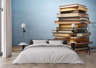 Pile of stacked books , education, literature, knowledge, reading, studying, library, learning, academic, stack Wall mural