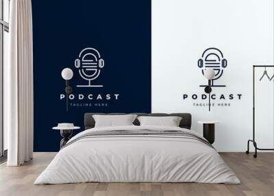 Podcast logo, podcast cover, microphone , studio logo, music logo, business logo Wall mural