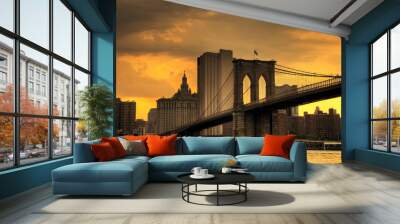 brooklyn bridge sunset Wall mural