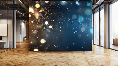 cloud of multicolored particles in the air like sparkles on a dark background with depth of field. beautiful bokeh light effects with colored particles. background for holiday presentations Wall mural