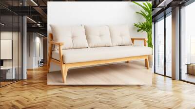 Comfortable sofa with cushions in living room Wall mural