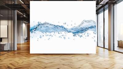 Splashing And Flowing Of Transparent Water Isolated On White Wall mural