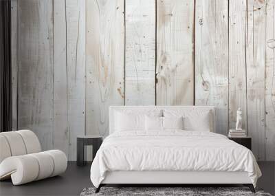 white wood texture background, top view wooden plank panel  Wall mural