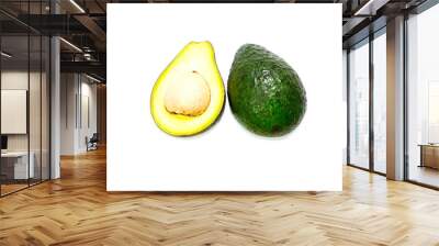 Whole and half avocado isolated on white background Wall mural