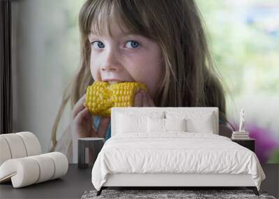 Child Eating Sweetcorn Wall mural