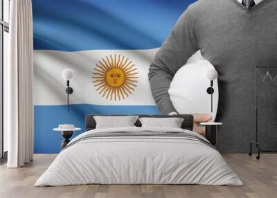 Architect with flag on background  - Argentina Wall mural