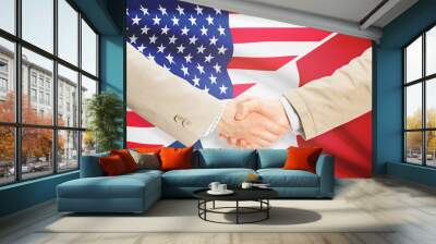 Businessmen handshake - United States and France Wall mural