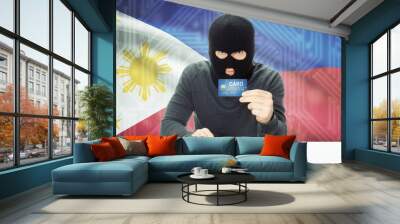 concept of cybercrime with national flag on background - philippines Wall mural