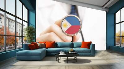 national flag on stethoscope conceptual series - philippines Wall mural