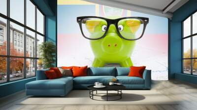 Piggy bank with flag on background - Ecuador Wall mural