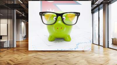 Piggy bank with flag on background - Nepal Wall mural