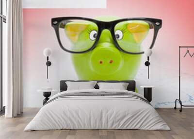 Piggy bank with flag on background - Tonga Wall mural