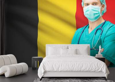 Surgeon with national flag on background series - Belgium Wall mural