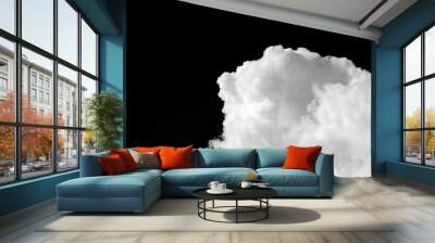 White cloud isolated on black background Wall mural