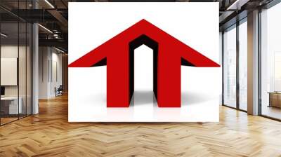 the logo shaped red home Wall mural