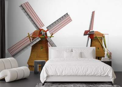 two windmill on a white background Wall mural