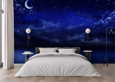 beautiful night sky in the open sea Wall mural