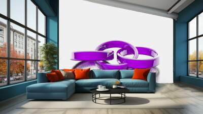 three rings on bright white backdrop 3d render. Wall mural