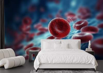 Blood cells in the body erythrocytes close-up. Blood cells. Generative ai Wall mural