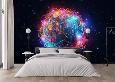 Illustration of a multicolored sphere with intricate lines Wall mural