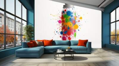 Metal aerosol spray can with colorful paint spatters Wall mural